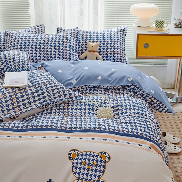 91家纺网 家纺一手货源 找家纺 世爵 2023新款加厚磨毛印花四件套 大牌熊