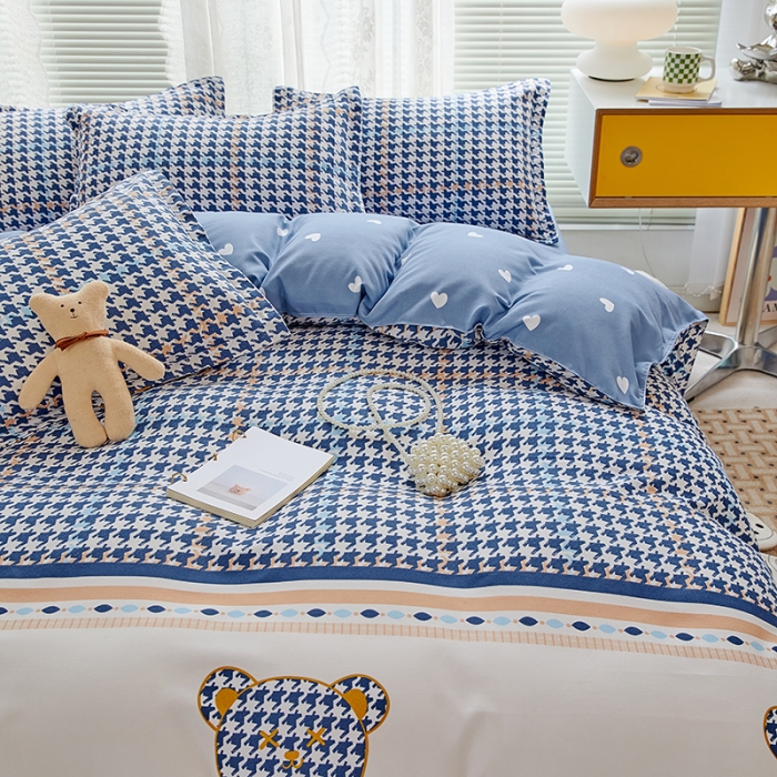 91家纺网 家纺一手货源 找家纺 世爵 2023新款加厚磨毛印花四件套 大牌熊