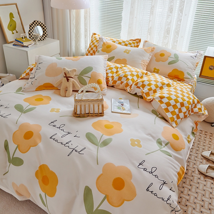 91家纺网 家纺一手货源 找家纺 世爵 2023新款加厚磨毛印花四件套 恋上花