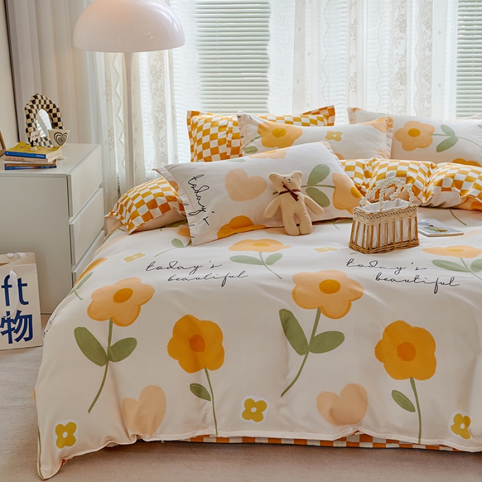 91家纺网 家纺一手货源 找家纺 世爵 2023新款加厚磨毛印花四件套 恋上花