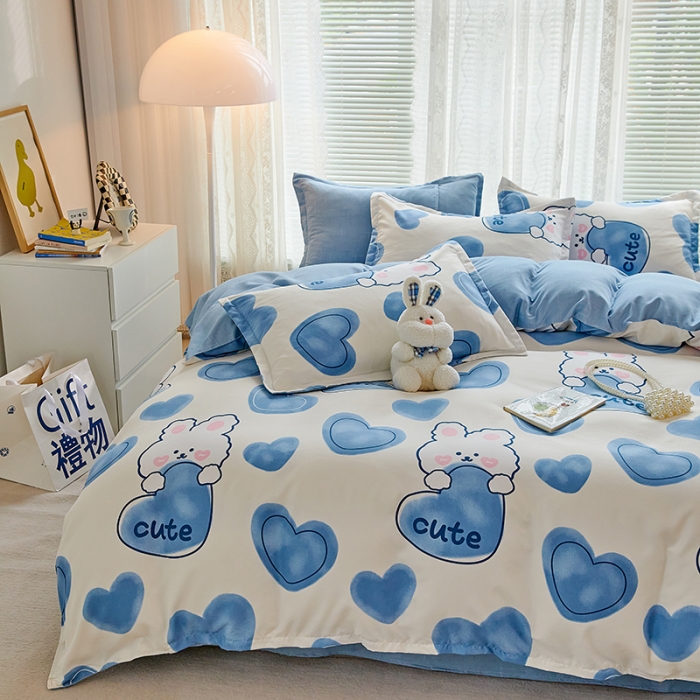 91家纺网 家纺一手货源 找家纺 世爵 2023新款加厚磨毛印花四件套 美丽兔