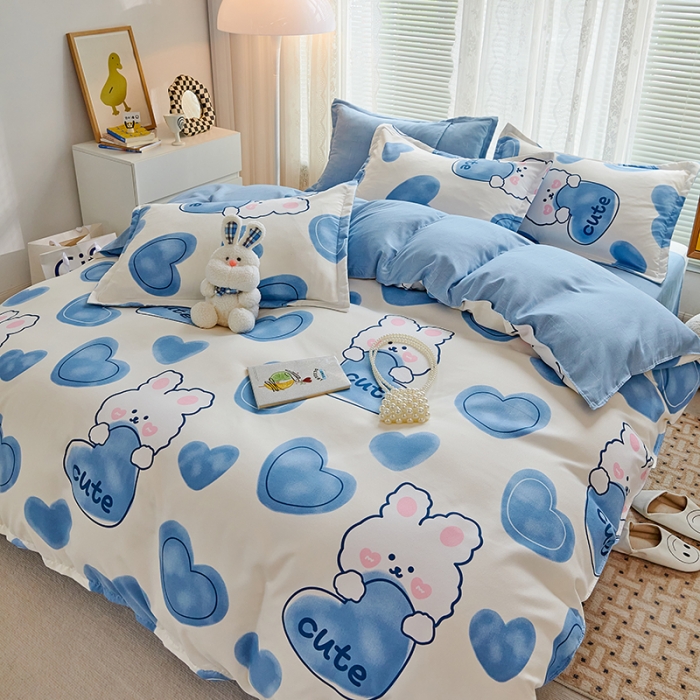 91家纺网 家纺一手货源 找家纺 世爵 2023新款加厚磨毛印花四件套 美丽兔