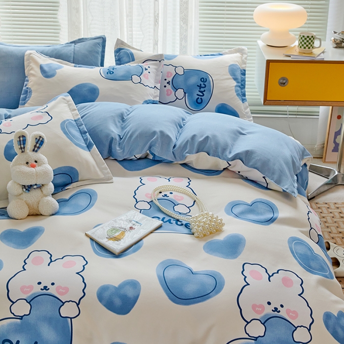 91家纺网 家纺一手货源 找家纺 世爵 2023新款加厚磨毛印花四件套 美丽兔