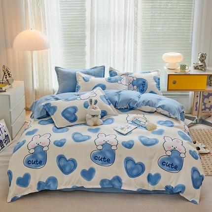 世爵 2023新款加厚磨毛印花四件套 美丽兔