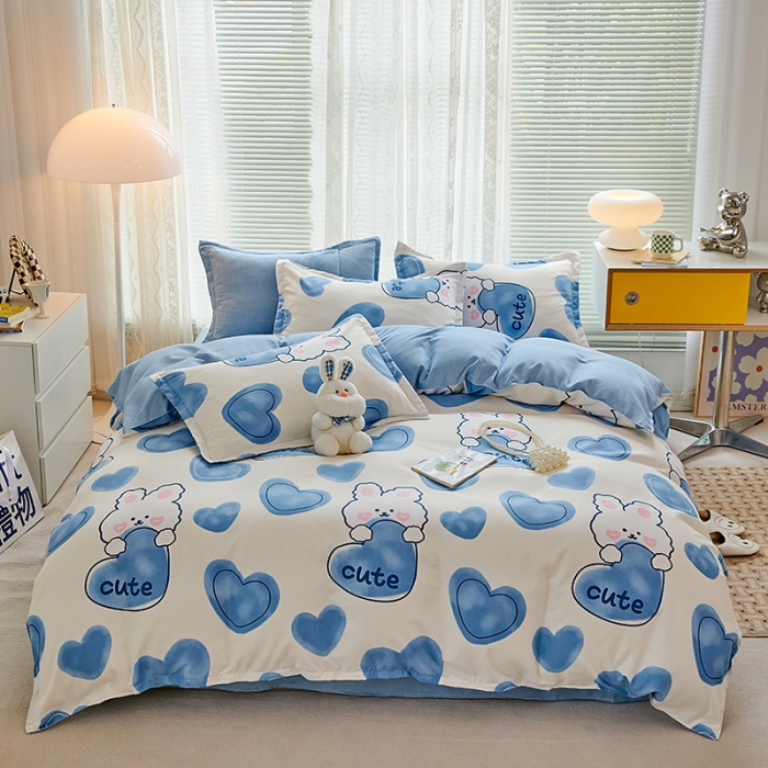 91家纺网 家纺一手货源 找家纺 世爵 2023新款加厚磨毛印花四件套 美丽兔