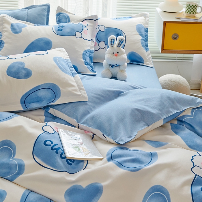 91家纺网 家纺一手货源 找家纺 世爵 2023新款加厚磨毛印花四件套 美丽兔