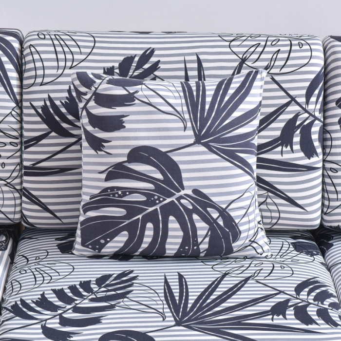 91家纺网 家纺一手货源 找家纺 飞翔家纺 2023新款印花组合沙发坐垫套 芭蕉叶