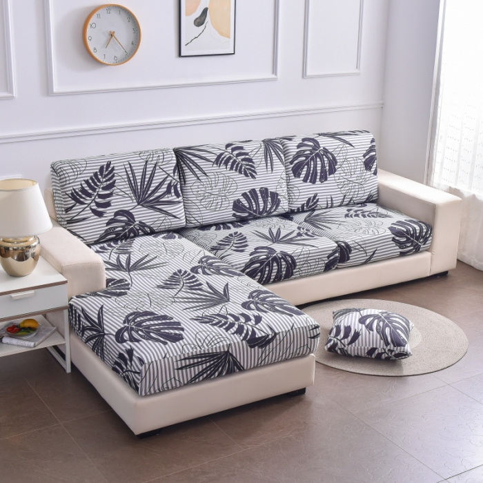 91家纺网 家纺一手货源 找家纺 飞翔家纺 2023新款印花组合沙发坐垫套 芭蕉叶