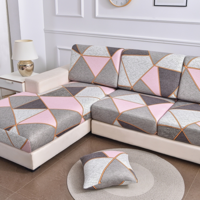 91家纺网 家纺一手货源 找家纺 飞翔家纺 2023新款印花组合沙发坐垫套 缤纷几何