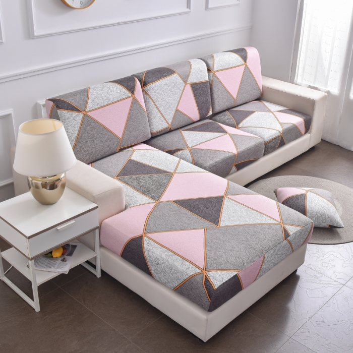 91家纺网 家纺一手货源 找家纺 飞翔家纺 2023新款印花组合沙发坐垫套 缤纷几何