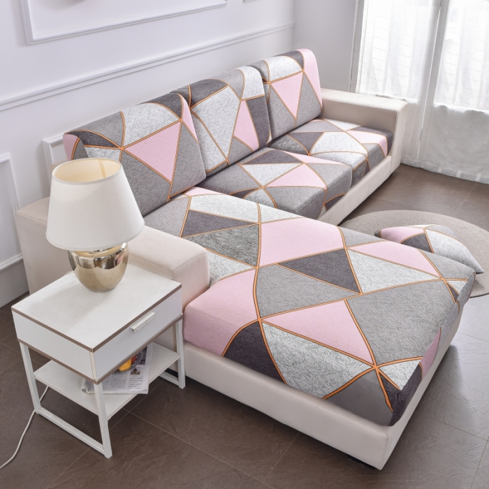 91家纺网 家纺一手货源 找家纺 飞翔家纺 2023新款印花组合沙发坐垫套 缤纷几何