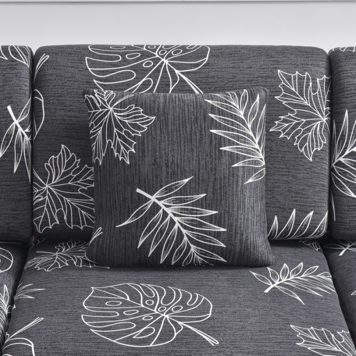91家纺网 家纺一手货源 找家纺 飞翔家纺 2023新款印花组合沙发坐垫套 墨叶