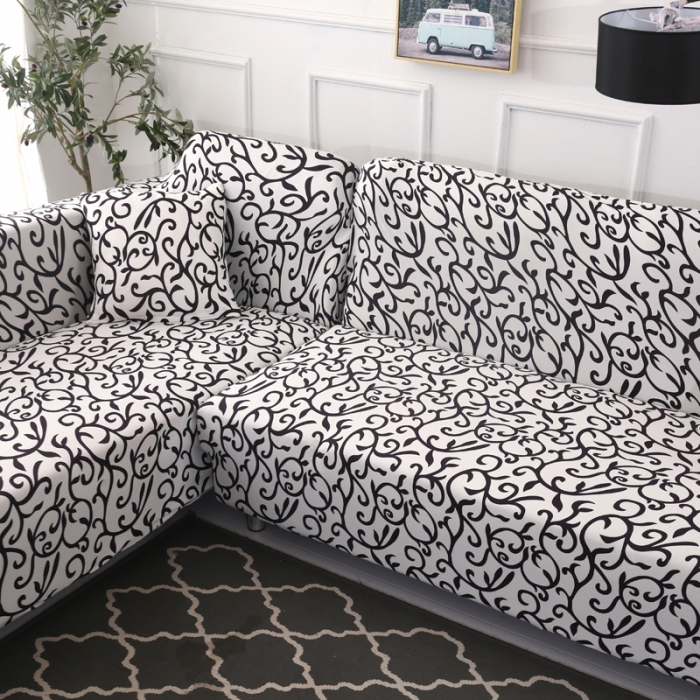 91家纺网 家纺一手货源 找家纺 飞翔 2023新款印花沙发套 黑白配