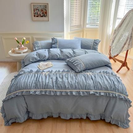 91家纺网 家纺一手货源 找家纺 （总）乐朵  艾莉 全棉色织水洗棉夹棉床盖韩式四件套