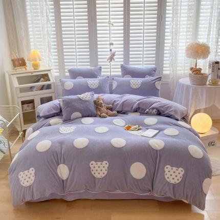 91家纺网 家纺一手货源 找家纺 （总）艾晶美22款230克全消光高克重牛奶绒提花舒棉绒四件套