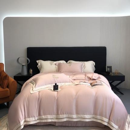 91家纺网 家纺一手货源 找家纺 （总）馨蕊 2022秋冬新品100支高定全棉刺绣四件套-蜜恋