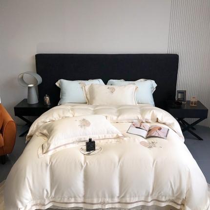 91家纺网 家纺一手货源 找家纺 （总）馨蕊 2022秋冬新品100支高定全棉刺绣四件套-蜜恋