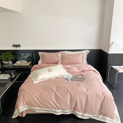 91家纺网 家纺一手货源 找家纺 （总）馨蕊 2022秋冬新品100支高定全棉刺绣四件套-蜜恋