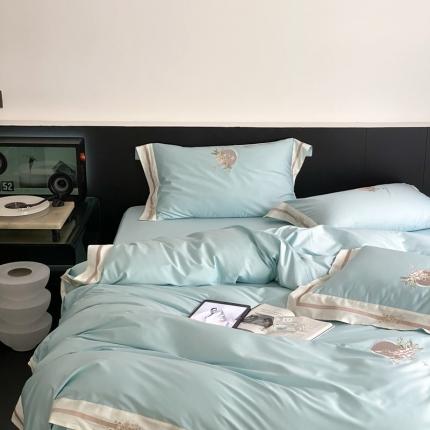 91家纺网 家纺一手货源 找家纺 （总）馨蕊 2022秋冬新品100支高定全棉刺绣四件套-蜜恋