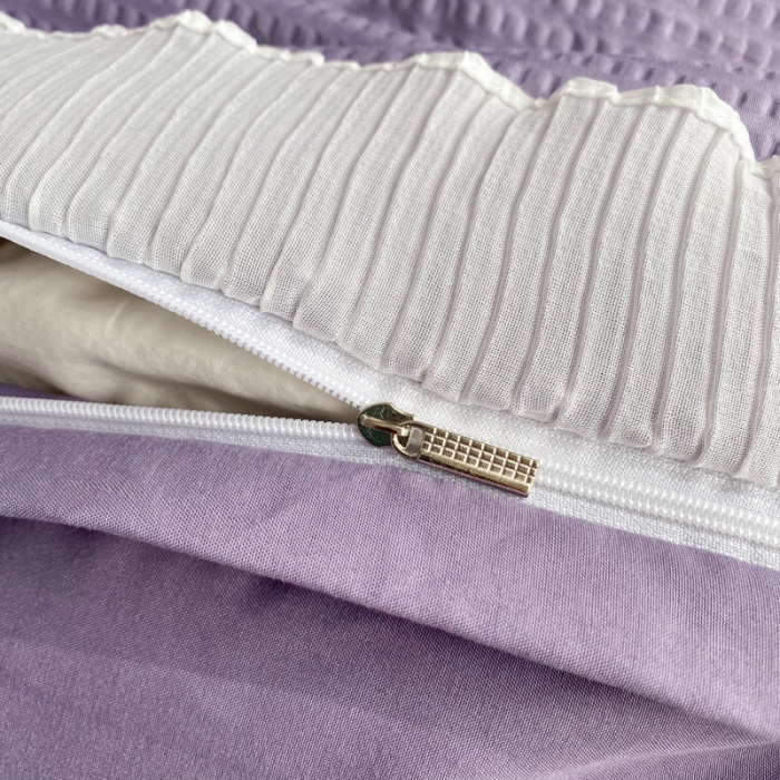 91家纺网 家纺一手货源 找家纺 慕澄家纺 2022新款华夫格雪纺花边四件套 魅惑紫