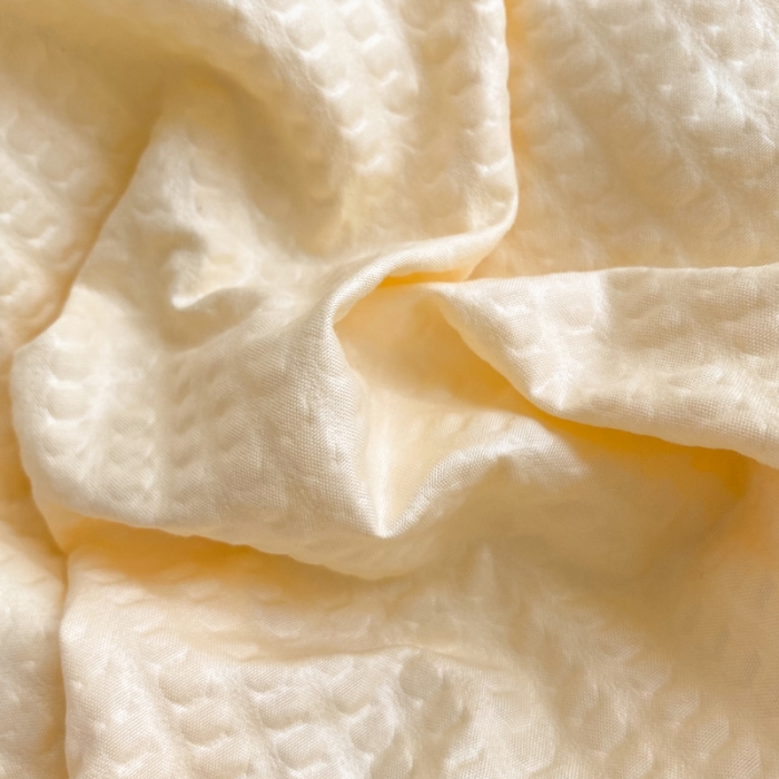 91家纺网 家纺一手货源 找家纺 慕澄家纺 2022新款华夫格雪纺花边四件套 奶黄色