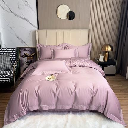 91家纺网 家纺一手货源 找家纺 淼铭 秋冬新品轻奢全棉绣线四件套 丁香紫