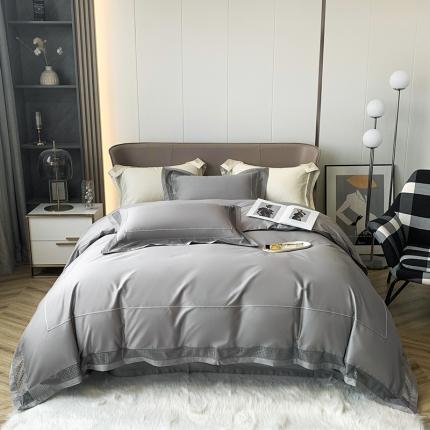 91家纺网 家纺一手货源 找家纺 淼铭 秋冬新品双股全棉四件套 温莎公爵-银雪灰