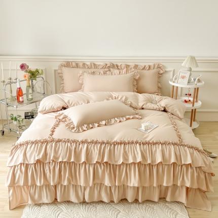 乐卧家居 2026新款贝拉花边系列四件套 贝拉-奶油咖