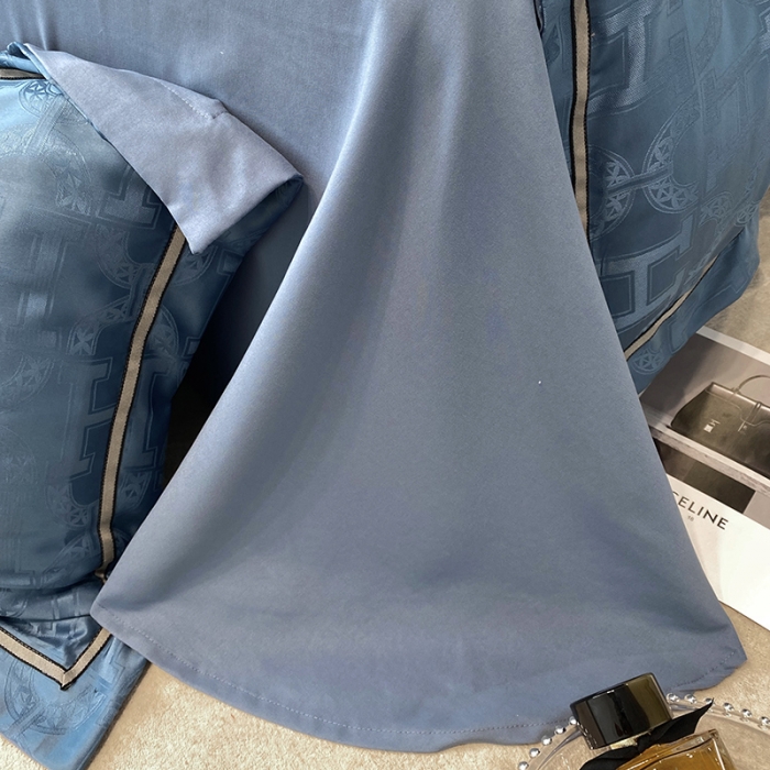 91家纺网 家纺一手货源 找家纺 优悦生活馆 2024新款工艺款提花磨毛四件套 格拉迪斯-宾利蓝