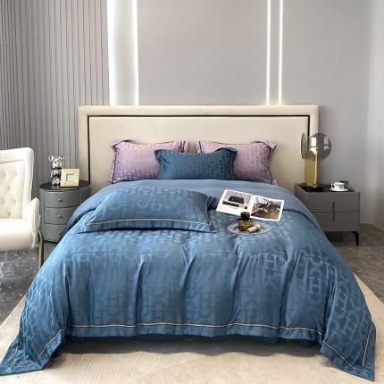 优悦生活馆 2024新款工艺款提花磨毛四件套 格拉迪斯-宾利蓝