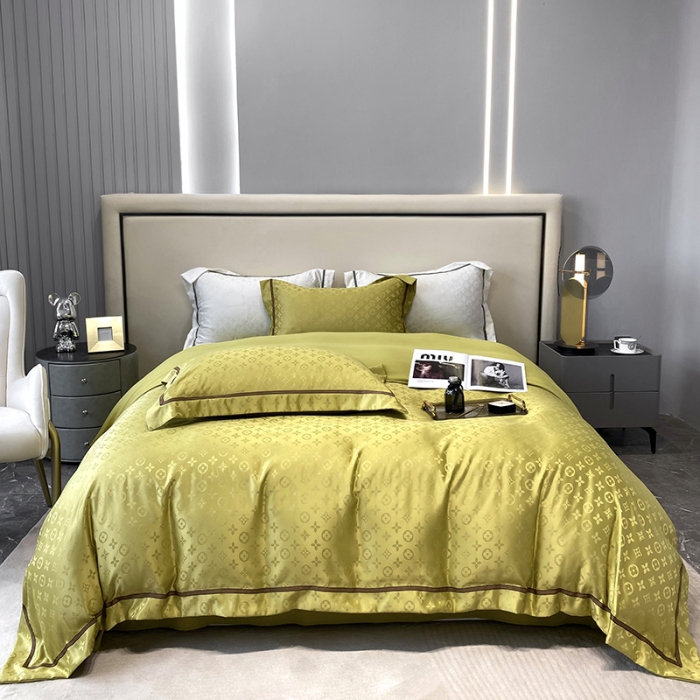 91家纺网 家纺一手货源 找家纺 优悦生活馆 2024新款工艺款提花磨毛四件套 路易世家-芥绿