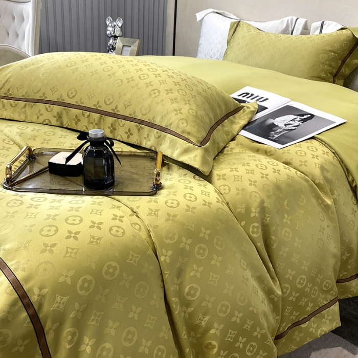 91家纺网 家纺一手货源 找家纺 优悦生活馆 2024新款工艺款提花磨毛四件套 路易世家-芥绿