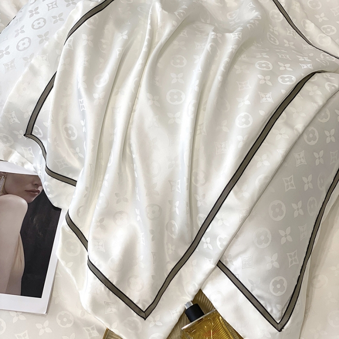 91家纺网 家纺一手货源 找家纺 优悦生活馆 2024新款工艺款提花磨毛四件套 路易世家-米白