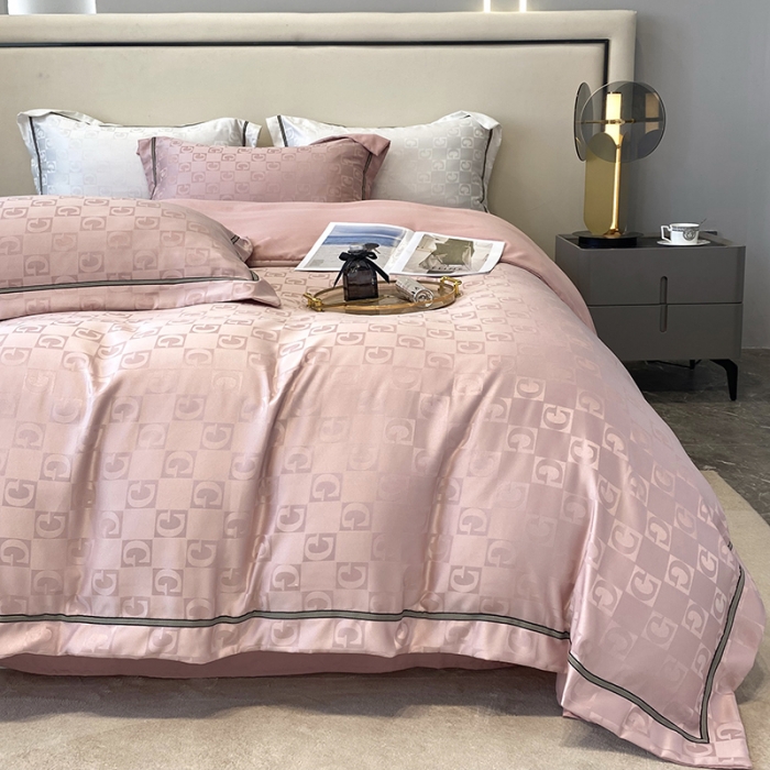 91家纺网 家纺一手货源 找家纺 优悦生活馆 2024新款工艺款提花磨毛四件套 马丁-豆沙