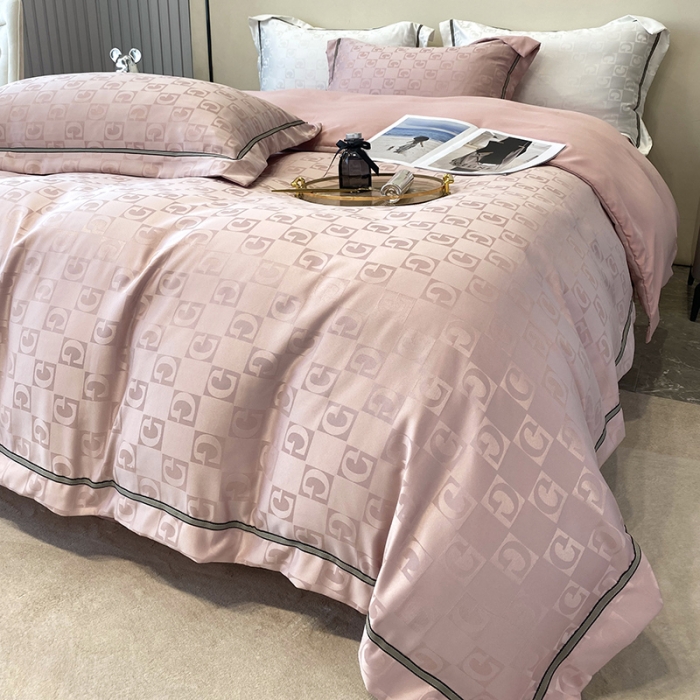 91家纺网 家纺一手货源 找家纺 优悦生活馆 2024新款工艺款提花磨毛四件套 马丁-豆沙