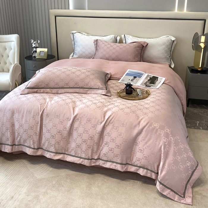 91家纺网 家纺一手货源 找家纺 优悦生活馆 2024新款工艺款提花磨毛四件套 马丁-豆沙