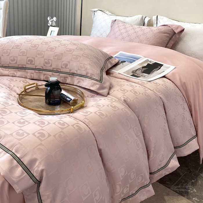 91家纺网 家纺一手货源 找家纺 优悦生活馆 2024新款工艺款提花磨毛四件套 马丁-豆沙