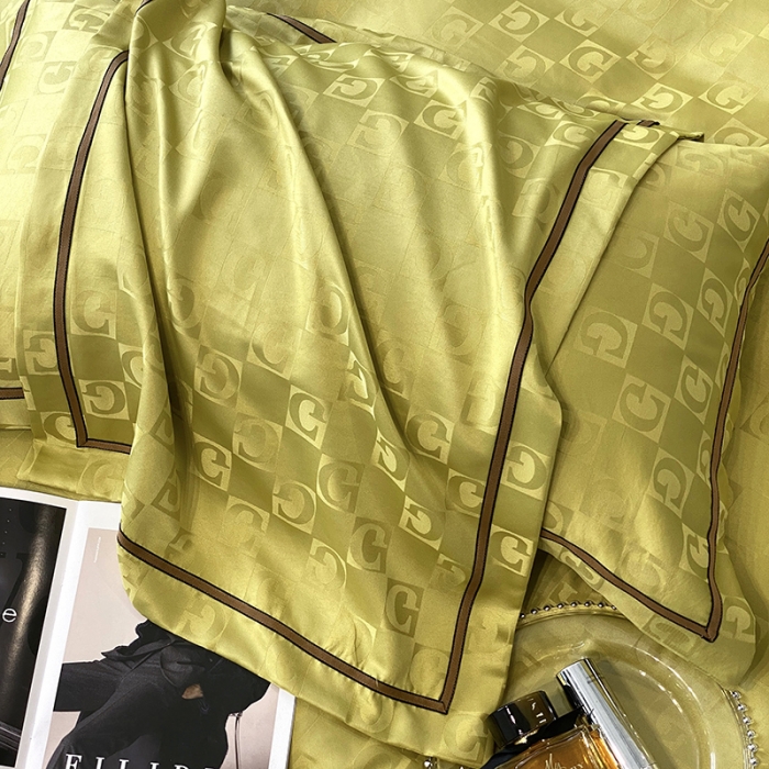 91家纺网 家纺一手货源 找家纺 优悦生活馆 2024新款工艺款提花磨毛四件套 马丁-芥绿