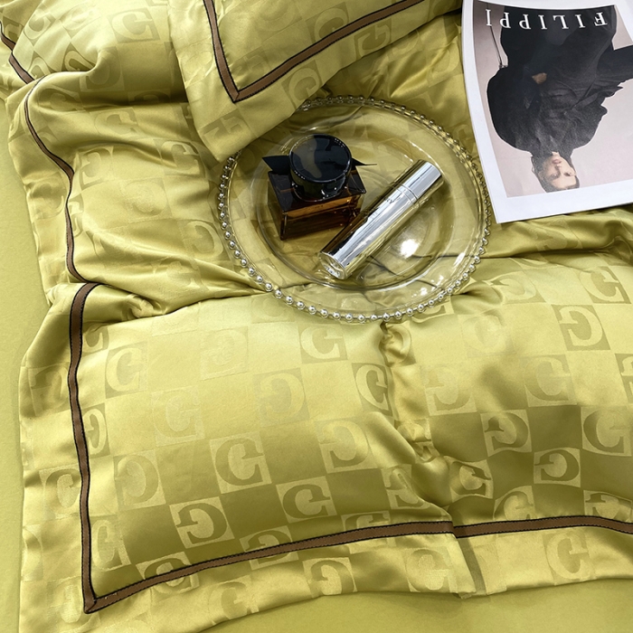 91家纺网 家纺一手货源 找家纺 优悦生活馆 2024新款工艺款提花磨毛四件套 马丁-芥绿