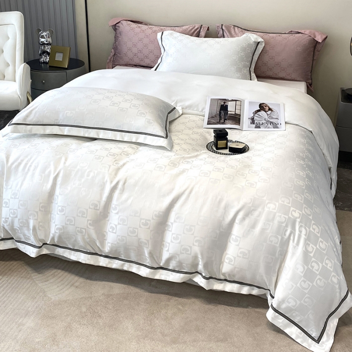 91家纺网 家纺一手货源 找家纺 优悦生活馆 2024新款工艺款提花磨毛四件套 马丁-米白