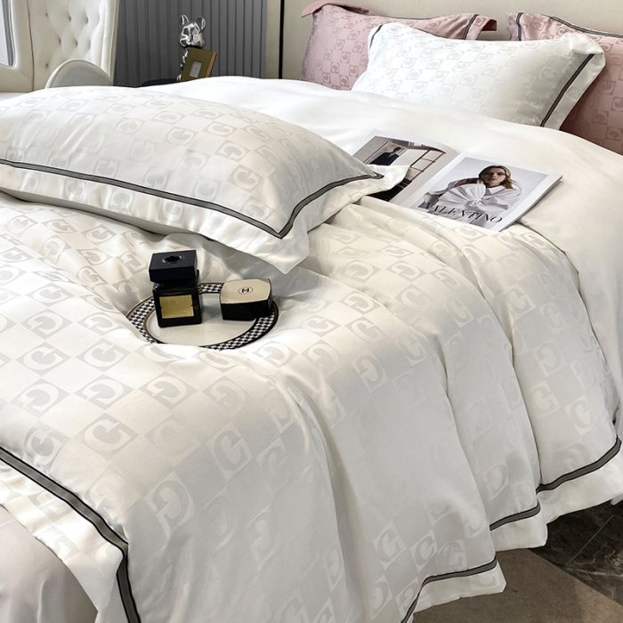 91家纺网 家纺一手货源 找家纺 优悦生活馆 2024新款工艺款提花磨毛四件套 马丁-米白