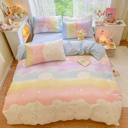 91家纺网 家纺一手货源 找家纺 琪格格纺织 2022新款全棉印花四件套 彩霞