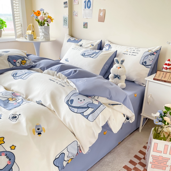 91家纺网 家纺一手货源 找家纺 西引力 2022新款全棉印花四件套 小海豚