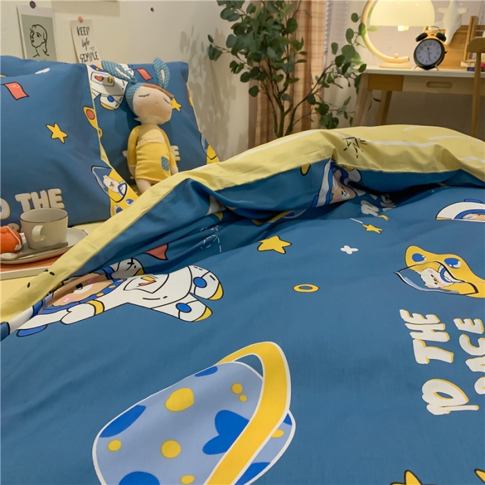 91家纺网 家纺一手货源 找家纺 西引力 2022新款全棉印花四件套 宇航员