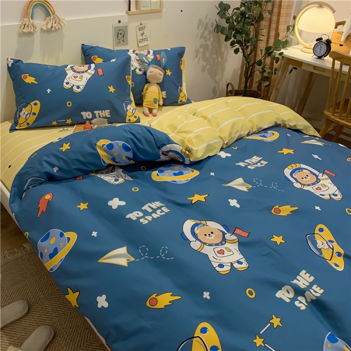 91家纺网 家纺一手货源 找家纺 西引力 2022新款全棉印花四件套 宇航员