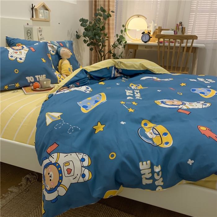 91家纺网 家纺一手货源 找家纺 西引力 2022新款全棉印花四件套 宇航员