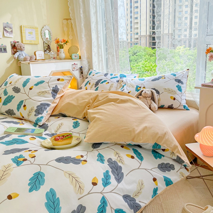 91家纺网 家纺一手货源 找家纺 琪格格纺织 2022新款全棉印花四件套 婉约花瑶