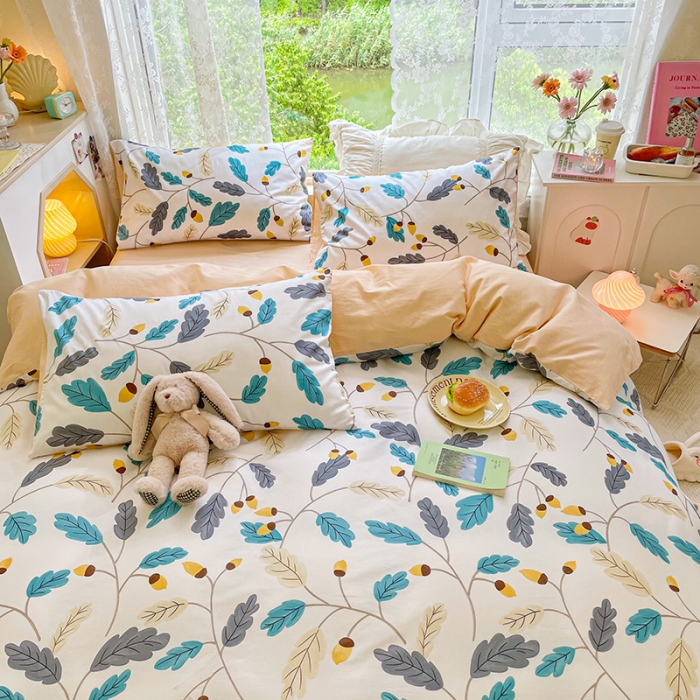 91家纺网 家纺一手货源 找家纺 琪格格纺织 2022新款全棉印花四件套 婉约花瑶