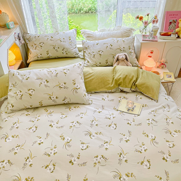 91家纺网 家纺一手货源 找家纺 琪格格纺织 2022新款全棉印花四件套 西琳娜灰