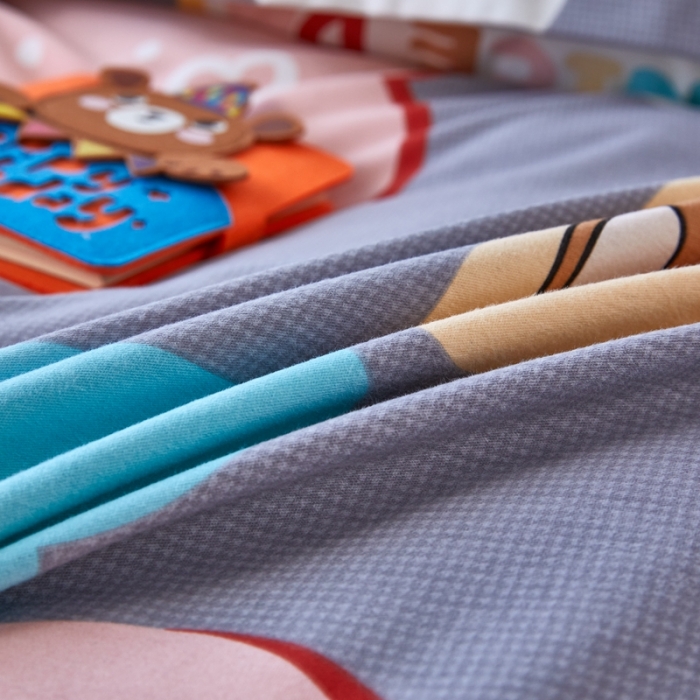 91家纺网 家纺一手货源 找家纺 杜先生 2023新款全棉加厚磨毛系列四件套浪漫小熊-灰